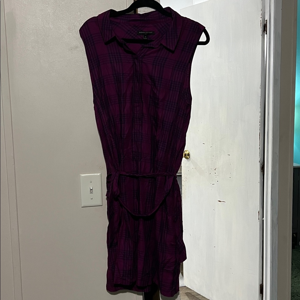Banana republic Purple Plaid Sleeveless Dress